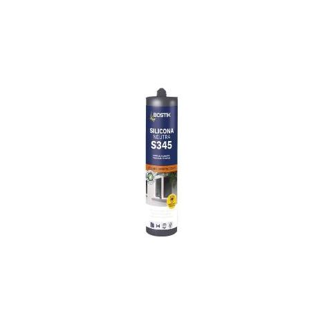 FPLUS silicona neutra bostik s345 translucido 280 ml. , BOSTIK S345 SILICONA NEUTRA es una silicona neutra versátil con fungicida El producto cura bajo
la influencia de humedad par