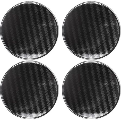 Cache-moyeu de 60 mm de diamètre extérieur, Pieds de retenue de 58 mm, diamètre intérieur de 56 mm, Motif en Fibre de Carbone Noir pointillé, Finition argentée (1/5)