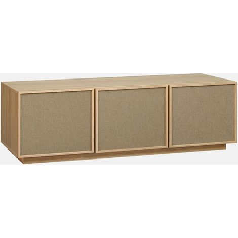 Mobile TV decorativo in legno e tessuto 3 ante, 140 cm (1/5)