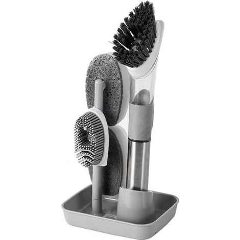 Ensemble brosse à vaisselle avec distributeur de savon et support pour le nettoyage de la cuisine – pratique et hygiénique