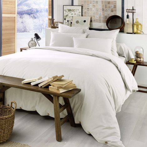 Parure de lit flanelle blanc 200x200 cm (1/5)