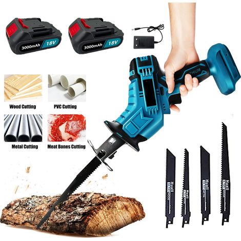 Teetok – Scie sabre sans fil 680W – 2 batteries 3.0Ah – Vitesse 3500tr/min – Pour bois dur et métal – Changement de lame sans outil