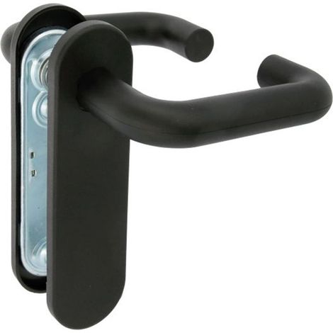 Jeu de poignées avec plaque en acier noir 172x46 mm