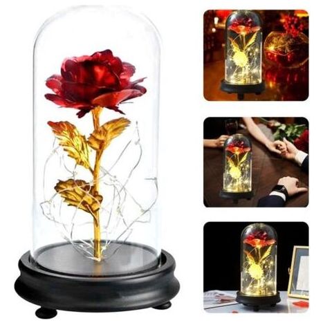 Ewige Rose, verzauberte Rose, romantische ewige Rose aus Die Schöne und das Biest, mit LED-Kunststofffuß (1/5)