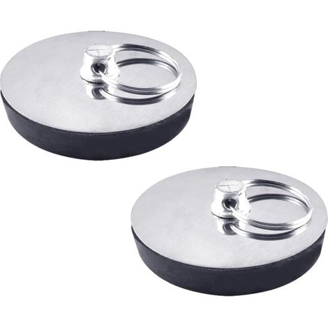 Lot de 2 bouchons de baignoire 40-45 mm en acier inoxydable pour lavabo, baignoire (1/4)