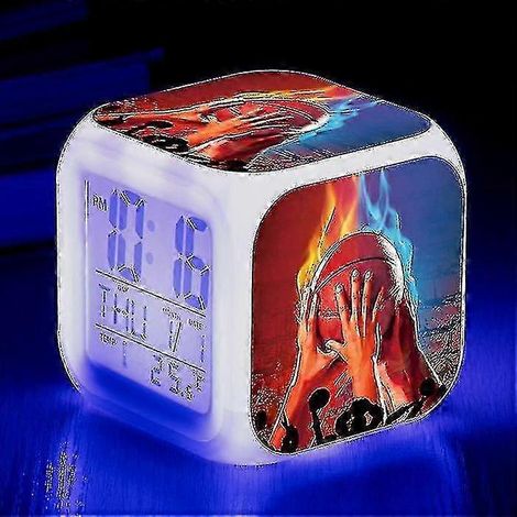 Réveil de basket-ball, montre électronique lumineuse multifonctionnelle à 7 couleurs changeantes, minuteur de réveil pour enfant, convient au kaki foncé TW. (1/5)
