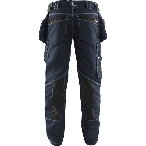 Blaklader – Pantalon artisan stretch denim Cordura X1900 – Jambes coniques – Poches genouillères CORDURA® – Taille 38 – Bleu foncé / Noir
