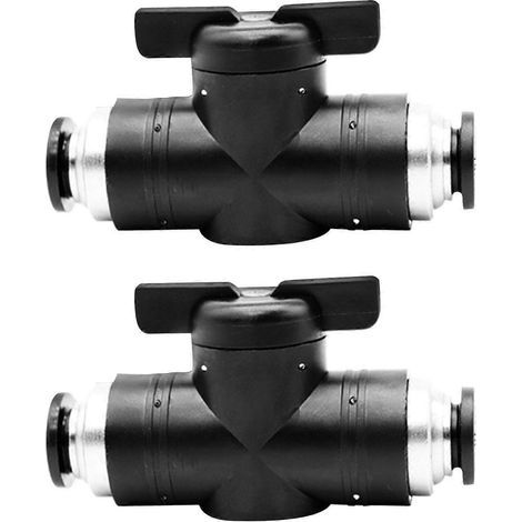 2 vannes pneumatiques droites rondes avec raccords rapides pour une installation facile et des systèmes de contrôle du débit d'air. BUC10 (1/5)
