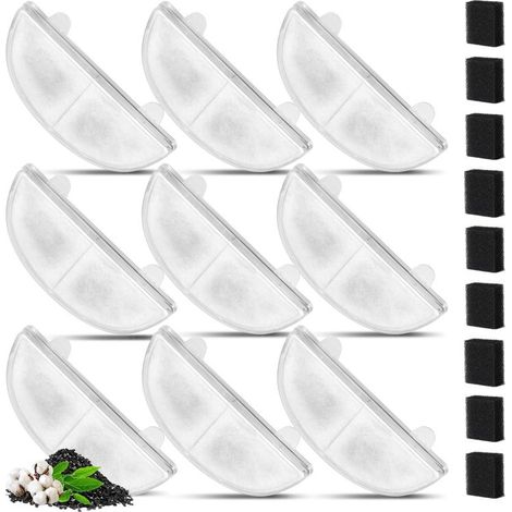 Paquete de 9 filtros de repuesto para fuentes de agua para gatos con bomba inalámbrica WF20/CF20, filtro para mascotas de triple función y 9 filtros para la bomba. (1/5)