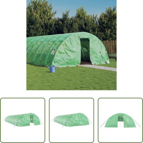 vidaXL Serre vert -  Serre avec cadre en acier vert 70 m² 14x5x2,3 m (1/5)