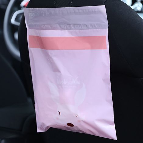 15 sacchetti per rifiuti portatili per auto, usa e getta, impermeabili, autoadesivi, per la pulizia di veicoli e cucine, rosa chiaro, con stampa volpe.