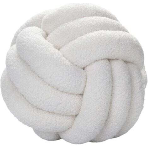 Oreiller à Boule de Noeud Beige, Oreiller de Balle nouée Coussin de canapé en Velours d'agneau tissé à la Main Ultra Doux Coussin de Compagnie Oreiller de canapé (1/4)