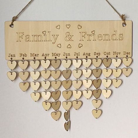 Famille amis anniversaire rappel Calendrier plaque en bois Tableau avec étiquettes pour décoration de la maison (1/4)