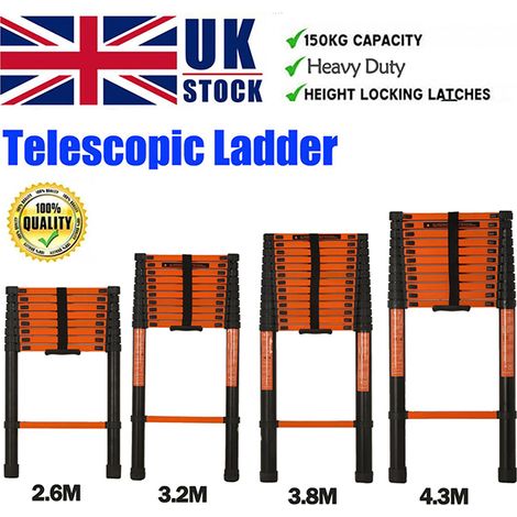 3.8M Heavy Duty Stainless Steel Telescopic Ladder with Anti-Slip Design for Versatile Use