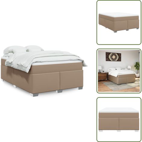 Soporte de cama - vidaXL Cama box spring con colchón cuero sintético capuchino 160x200cm - Cama con muelles ensacados