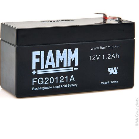 Batterie plomb AGM 12V 1.2Ah – Étanche pour onduleur et systèmes d'alarme – Dimensions 97x43x59mm – Poids 0.6kg – Fiamm - FG20121A
