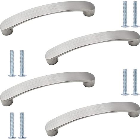 Juego de 4 tiradores para muebles - Aluminio cepillado - Para cajones, puertas de armarios y muebles de cocina (1/5)