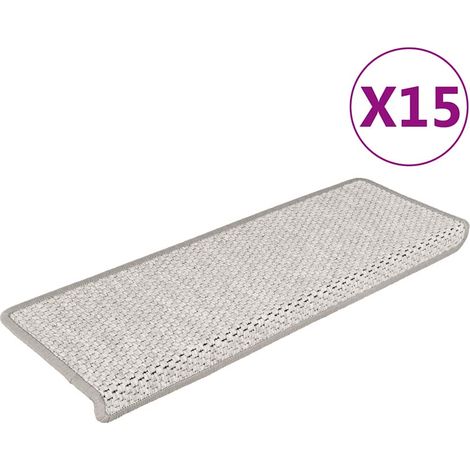 Treppenmatten Selbstklebend Sisal-Look 15 Stk. 65x21x4 Platina