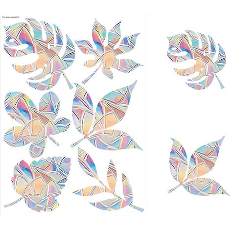 Lot de 4 feuilles de 24 autocollants en forme de feuille pour fenêtre - Anti-collision - Prisme d'alerte pour empêcher les oiseaux de frapper vos portes en verre (1/5)