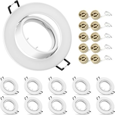 Lot de 10 Spot Encastrable, Douille GU10, Rotation 30°, Diamètre 90 mm, Aluminium, Plafond (1/5)
