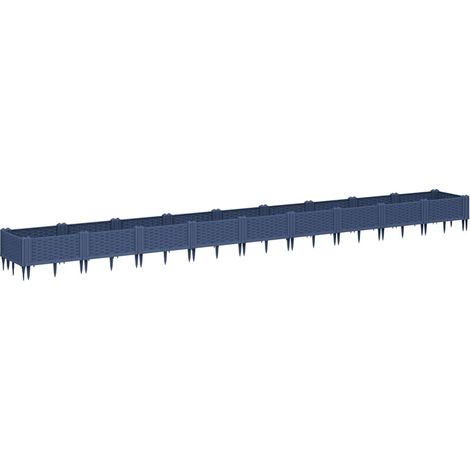 Maison Exclusive - Pflanzkasten mit Erdspießen Blaugrau 362,5x42,