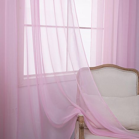 Dos cortinas semitransparentes perforadas, ligeras y transpirables, ideales para decorar dormitorios, salones, etc., de 140 x 230 cm, color rosa. (1/5)