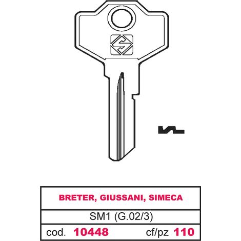 Silca CHIAVE ASC SM1 (G.VAC 3) BRETER, GIUSSANI, SIMECA 100.00 pz