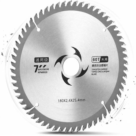Circular Saw Blade, 7 Inch 180 x 2.4 x 25.4 mm Carbide Circular Saw Blade Round Cutting Disc for Cutting Woodworking Tools(60T) (1/5)
