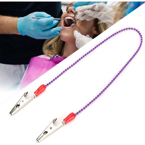 Porte-serviettes dentaire violet 5 pièces avec chaîne à billes en acier souple - Accessoires de cabinet dentaire (1/4)