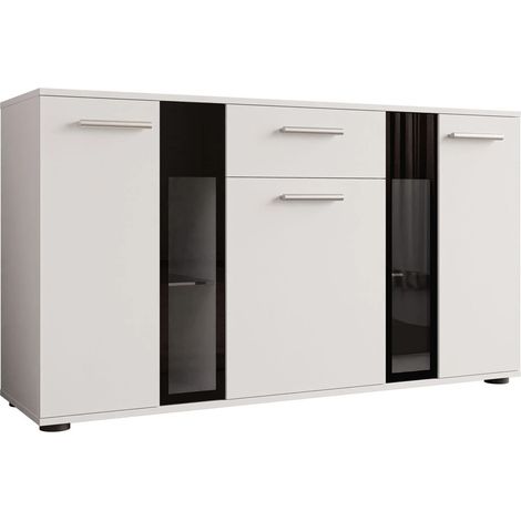 Commode Genio, Blanc, Tiroirs et portes, Nombre de tiroirs: 1, 80x141x41cm