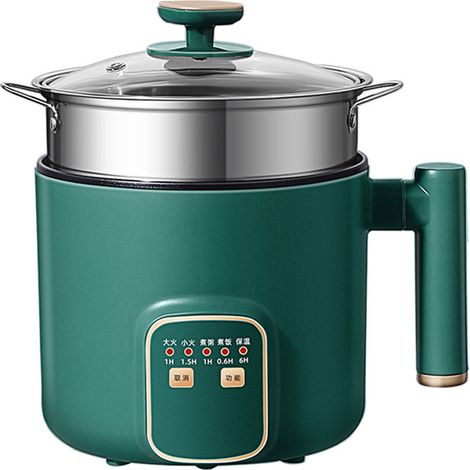 Bouilloire électrique 1,8L mini casserole multifonction nouilles avec poignée pour maison dortoir bureau double couche vert (1/5)