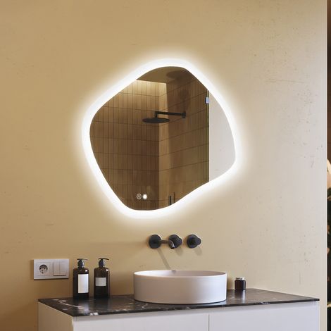 Artforma Miroir de salle de bain avec éclairage, 104x94, Interrupteur tactile, Anti-buée, LED Dual, Miroir Ovale (1/5)