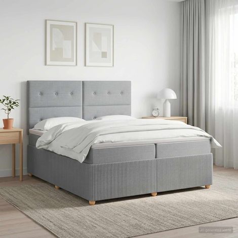 Lit boxspring avec matelas Gris clair 200 x 200 cm Tissu (1/5)