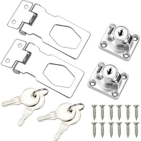 2Pcs Cadenas Moraillon Inox Verrou a Clé Serrure Cadenas Utilitaire 2,5 Pouces Pour Casier Tiroir Armoire Penderie Boîte Conteneurs de Stockage Portes Remise Portes de Garage