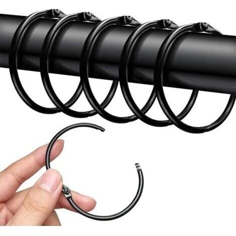 Anneaux de rideau - ITOOBE - Lot de 40 - 50 mm - Couleur noir - Fer galvanisé (1/4)
