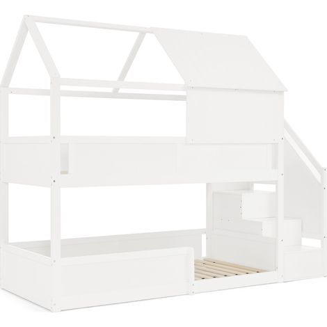 Letto a castello per bambini 80 x 200 cm in legno, tetto, bianco, MODENUIT (1/5)
