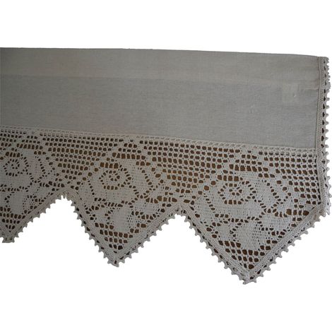 Rideau court beige ZAZDROSTKA 30/150 en matière naturelle avec dentelle (1/5)