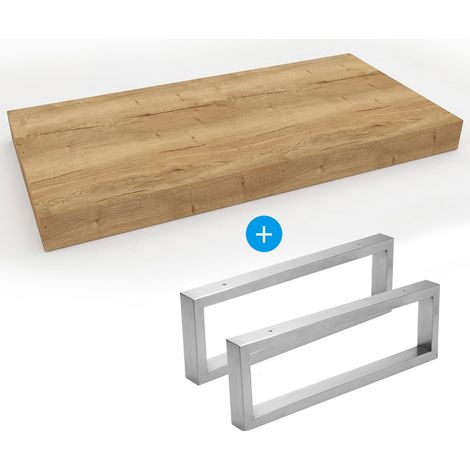 Egger Set Mueble natural 100x8x50 cm + 2 toalleros 45 cm, marrón claro (DO10050DH-FIX3)