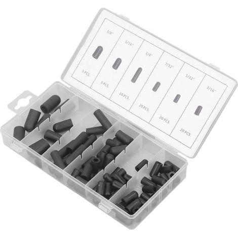 Kit de 80 bouchons pour aspirateur, en caoutchouc résistant aux hautes températures et étanches, de 5/32 po à 3/8 po, noir.