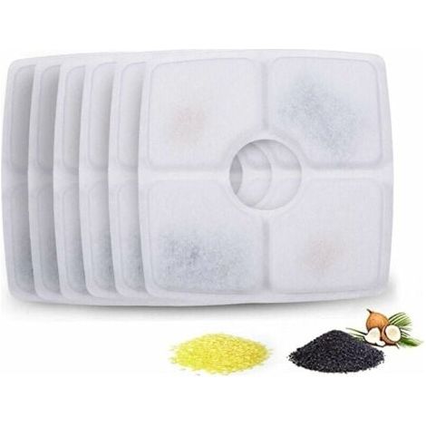 Filtre à eau pour abreuvoir pour chat, recharge carrée, filtre à eau avec charbon actif et résine pour abreuvoir, 6 pièces (1/5)