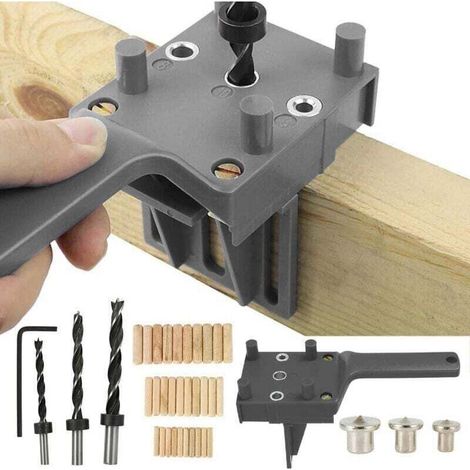41Pcs Gabarit de Percage Tourillon Guide de Perçage Chevilles Bois avec Butée Parallèle, XU,Kit de Gabarit de Goujonnage avec Centreur Tourillon 6 mm/8 mm /10mm pour Goujon en Bois à Main - KZQ (1/4)