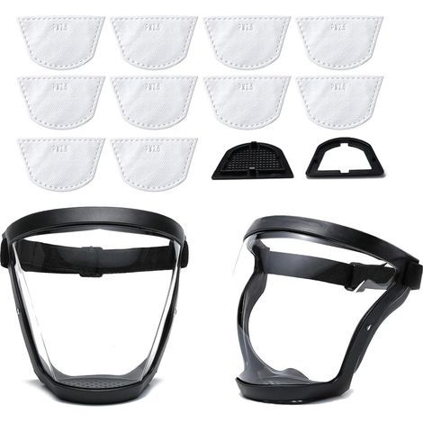 Masque de Protection Complet avec 10 Filtres – Masque Transparent, Réutilisable, Pour Sécurité et Confort au Travail (1/5)