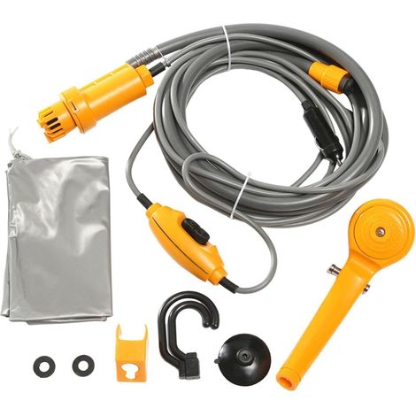 Douche portable Douche de camping Pommeau de douche portable 12 V Pompe de Douche de camping électrique alimentée par un -cigare de voiture, accessoires de camping (1/5)