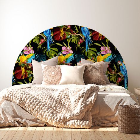 Stickers tête de lit - Perroquets - 160 x 130 cm - Pour lits (120 à 140 cm) - Adhésif MAT (1/2)