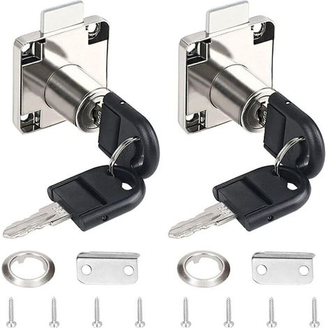 2 Stück Büroschubladenschloss aus Aluminiumlegierung mit 4 Universalschlüsseln für Briefkasten, Schublade und Schrank, Silber
