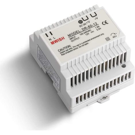 Transformateur modulaire monobloc pour sonnette vidéo 12V/5.0A, DR-60-12 Alimentation 100-240V Alimentation professionnelle pour standard-937856mm (1/2)