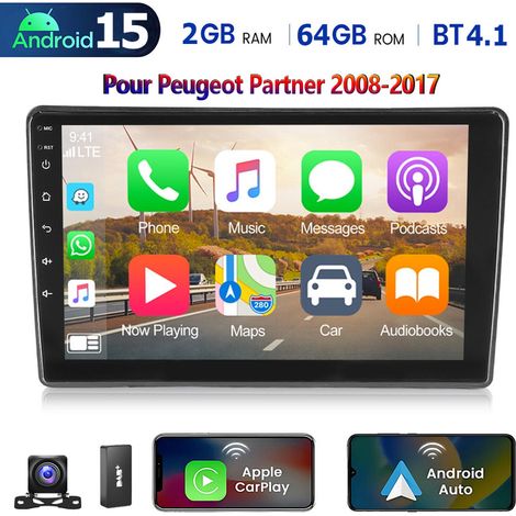 Autoradio Android 15 compatible CarPlay pour Citroën C5 (2008-2017) avec GPS, Bluetooth, Wi-Fi et radio FM - 2+64G DAB+ CAM (1/5)