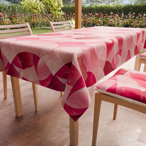 Nappe de Table en Microfibre Antitache, Nappe de Cuisine Motif Cercles Fuchsia, 6 Personnes (140x180 cm) (1/5)