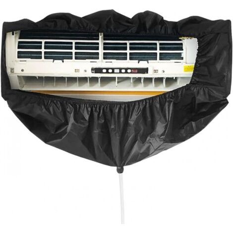 Housse de Nettoyage pour Climatisation Divisée avec Tuyau D'eau de 2.5 M et Sortie de Vidange, Plaques de Support à Deux Côtés, Panneaux étanches, Climatiseur Mural, Noir (1/4)