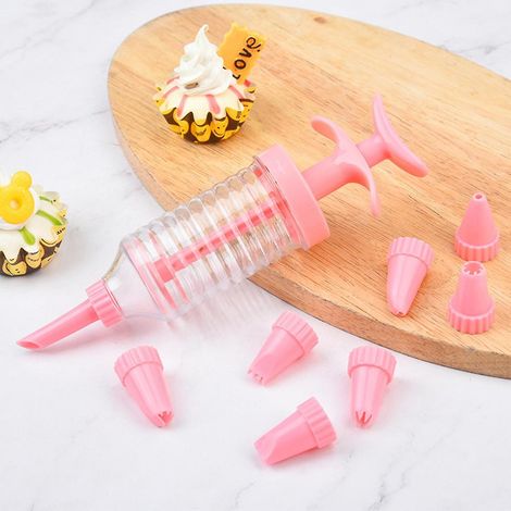 1 kit de douilles à pâtisserie, seringues roses de qualité alimentaire
